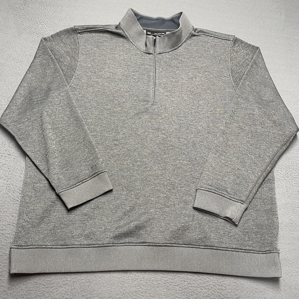 Under Armour Sweatshirt Mens 4XL Gray 1/4 Zip Fleece Pullover Mock Neck ColdGear